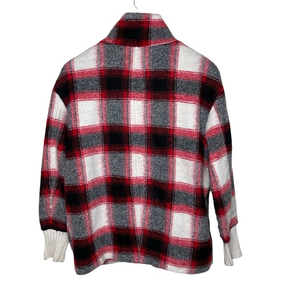 Lucky Brand Wool Oversized Buffalo Checker Plaid Zip Jacket Shacket - Picture 6 of 16
